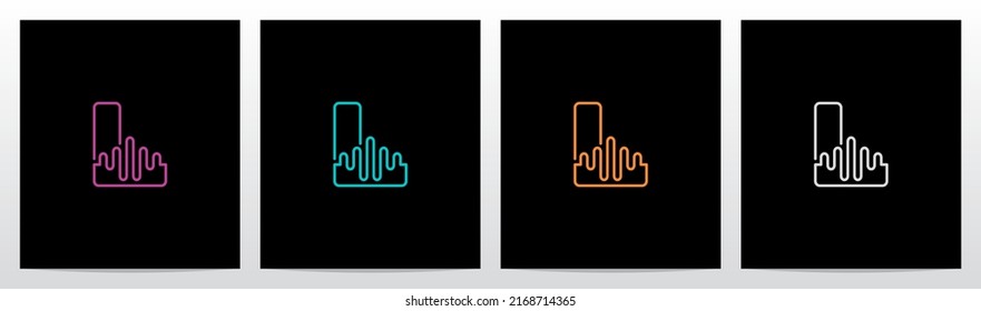 Sound Wave On Outline Letter Logo Design L