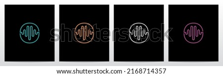 Sound Wave On Outline Letter Logo Design O