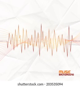 Sound Wave on Paper Background. Abstract Equalizer. Template for Music Themes