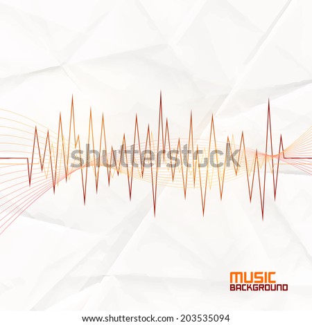 Sound Wave on Paper Background. Abstract Equalizer. Template for Music Themes