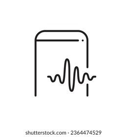 Sound wave on smartphone. Music app. Pixel perfect, editable stroke