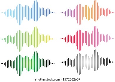 Sound wave pack, Cute shape with many tone of color and gradient colorful