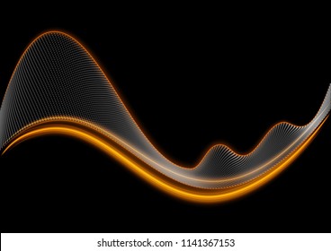 Sound wave, particle flow, effect in motion. Blurred bubbles vector abstract background. Abstract web smooth soft dividing lines. Vector illustration