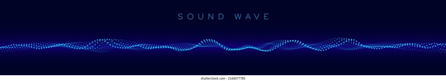 Sound Wave Particles. Music Data Visualization. Dynamic Circles Dots Particles Ultrawide Party Background. Vector Illustration. Digital Sound Equalizer.