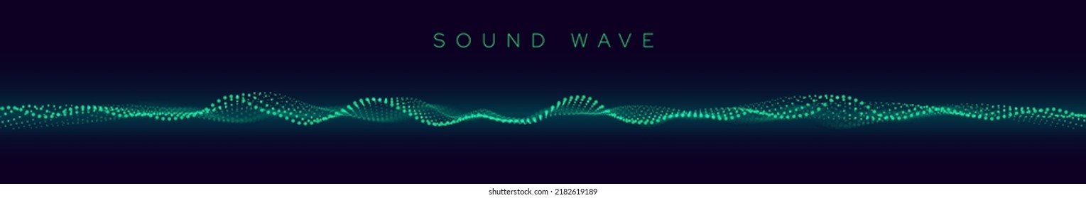 Sound Wave Particles. Music Data Visualization. Dynamic Circles Dots Particles Ultrawide Party Background. Vector Illustration. Digital Sound Equalizer.