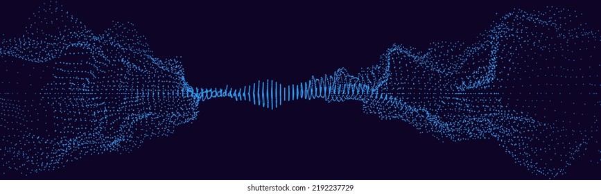 Partículas de ondas sonoras. Visualización de datos musicales. Los Círculos Dinámicos Pegan Partículas De Fondo De Partidos Ultraancho. Ilustración vectorial. Ecualizador de sonido digital.