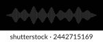 Sound wave pattern. Audio waveform for radio, podcast, music record, video, social media. Black background.