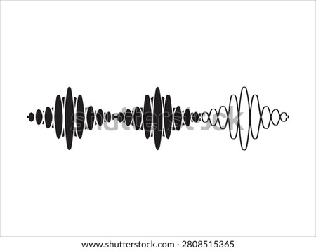 Sound wave pattern with varying amplitudes and frequencies on white background
