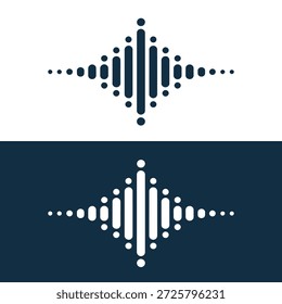 Sound wave patterns on white and dark blue backgrounds audio visualizer elements icon