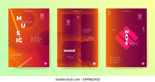 Sound Wave Poster. Electronic Round. Dance Music Festival. Red Dj Event. Warm Fluid Abstract. Electronic Beat. Red Music Modern Vector. Dj Event. Vibrant Gradient Banner.