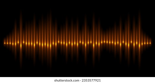 Sound wave pulse with frequency lines and glow light effect vector illustration. Abstract spectrum waveform pattern, equalizer graph of audio energy, digital signal of recording, voice, music or song.