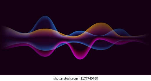 Sound wave or pulse line background. Vector abstract microphone voice digital gradient for music technology and equalizer pattern