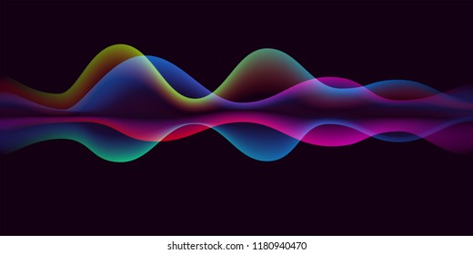 Sound wave or pulse line pattern background. Vector abstract microphone voice or digital music equalizer and technology seamless gradient