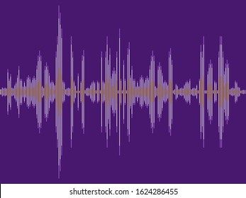 Sound wave purple vector. Electronic audio sound digital display.