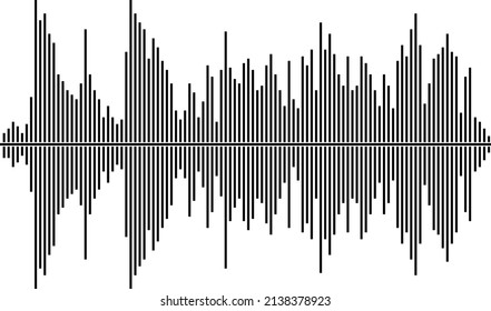 Sound wave record. Audio amplitude. Noise effect