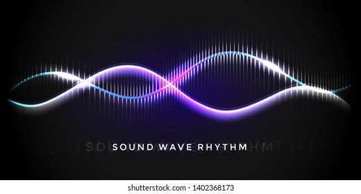 Sound wave rhythm. Abstract music pulse background. Audio voice rhythm radi wave, frequency spectrum vector illustration