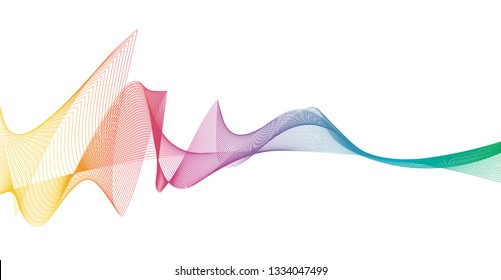 Sound wave rhythm. Abstract wavy stripes on a white background isolated. Creative line art.