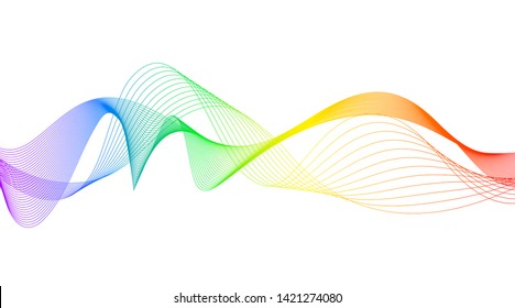 Sound wave rhythm. Abstract wavy stripes on a white background isolated. Creative line art.