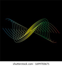 Sound wave rhythm. Abstract wavy stripes on a white background isolated. Creative line art.
