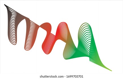 Sound wave rhythm. Abstract wavy stripes on a white background isolated. Creative line art.