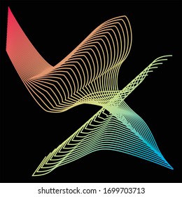 Sound wave rhythm. Abstract wavy stripes on a white background isolated. Creative line art.