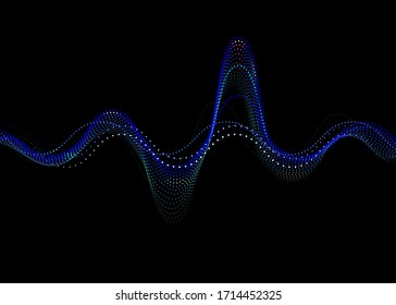 sound wave rhythm background. blue color digital Sound Wave equalizer, technology and earthquake wave concept, design for music industry. Vector isolated on black 
