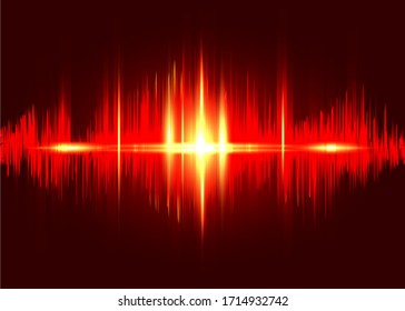 sound wave rhythm background. Fire wave flames digital Sound Wave equalizer, technology and earthquake wave concept, red light spectrum design for music industry. Vector isolated on black