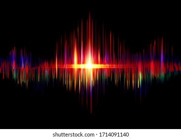 sound wave rhythm background. Spectrum color digital Sound Wave equalizer, technology and earthquake wave concept, design for music industry. Vector isolated on black 