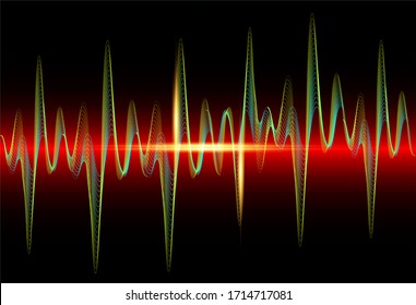 sound wave rhythm background. Spectrum color digital Sound Wave equalizer, technology and earthquake wave concept, design for music industry. Vector isolated on black 