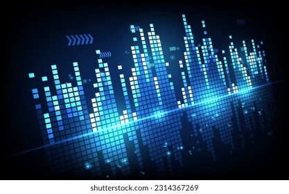 Sound wave rhythm background, technology concept, futuristic digital innovation background vector illustration