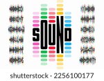 Sound wave rhythm font design, alphabet letters and numbers vector illustration