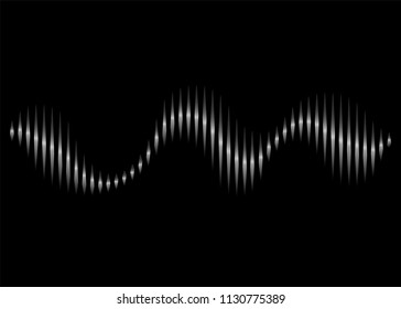 Sound wave rhythm.  Sound wave isolated on black background. Vector illustration. Eps 10.