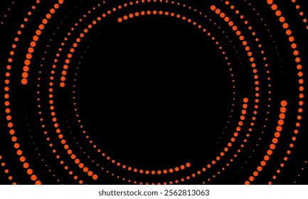 Sound wave rhythm lines spiral dynamic abstract vector background in circle dot shape. orange