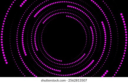 Sound wave rhythm lines spiral dynamic abstract vector background in circle dot shape. purple