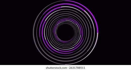 Sound wave rhythm lines spiral dynamic abstract vector background in circle dot shape