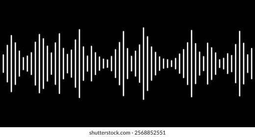 Sound wave rhythm or pulse vector. Waves of the equalizer isolated on black background. EQ Vector Illustration.