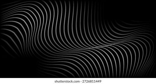 Rhythmusoberfläche der Schallwelle. abstrakter schwarzer Linienhintergrund entwerfen