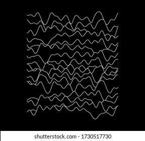 Sound wave rhythm, waveform of a signal, the shape of graph. Vector minimal illustration for electronics, acoustics, and related fields.