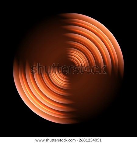 Sound wave ring. Glowing neon orange wifi, wireless network, signal circle with futuristic motion ripple effect isolated on black background. Tech abstract vector illustration.