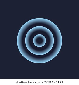 Klang Welle Welligkeit Effekt, Leuchten Wi-Fi oder Radar oder Sonar digitales Zeichen auf dunklem Hintergrund. Abstraktes weißes Signal der Funkstation. Wasserwelligkeit, Berührungskreis, Puls, Vektorgrafik.