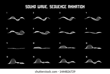 Sound wave sequence animation. Looped sprite for you motion design. Vector Illustration. EPS 10