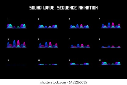 Sound wave sequence animation. Looped sprite for you motion design. Vector Illustration. EPS 10