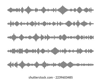 Conjunto de ondas sonoras. ondas de audio para mensajes de voz. Olas de sonido para asistente de voz y chat en medios sociales. Frecuencia de reconocimiento de voz. Ilustración vectorial.