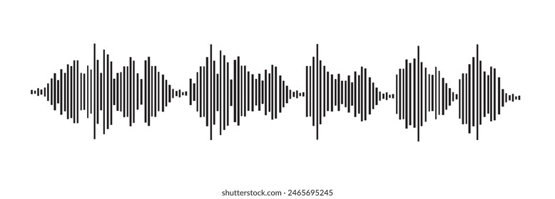 The sound wave set. Sound waves for voice message. Audio wave icon. Waveform pattern for music player or app. Recording music. Equalizer template.