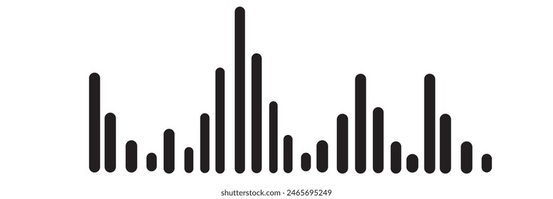 The sound wave set. Sound waves for voice message. Audio wave icon. Waveform pattern for music player or app. Recording music. Equalizer template.