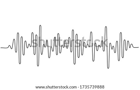 Sound wave shape with different amplitude. Continuous one line drawing. Vector illustration.