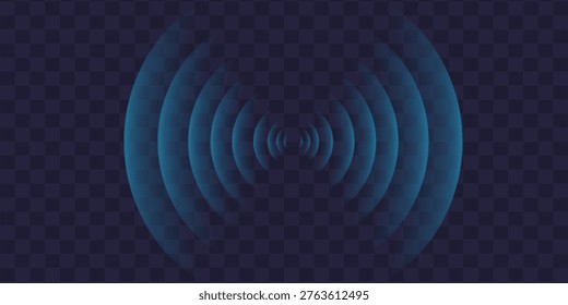 Sound wave. Signal concentric circle. Round light effect. Wifi range. Radio station signal. Water ripple with circle waves. A place or a painful point. Radar screen. Vector effect.