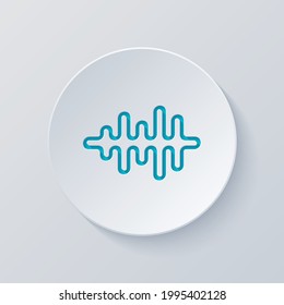 Sound wave, simple icon. Cut circle with gray and blue layers. Paper style