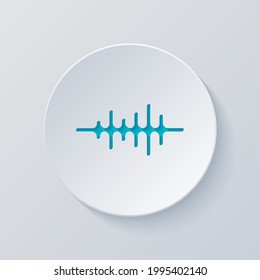 Sound wave, simple icon. Cut circle with gray and blue layers. Paper style