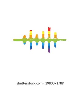 Sound wave, simple icon. Drawing sign with LGBT style, seven colors of rainbow (red, orange, yellow, green, blue, indigo, violet